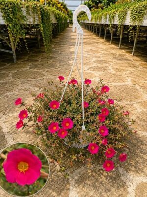 POWERS TO FLOWERS - PORTULACA ROSSO PORPORA BASKET 24CM, OFFERTA ULTIMI 3 PEZZI!!! piante vere