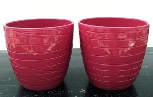 POWERS TO FLOWERS - SET 2 VASI ROSA ANTICO A RIGHE, PER PIANTE VASO 27 CM DIAMETRO, VASI IN CERAMICA + PIANTA OMAGGIO